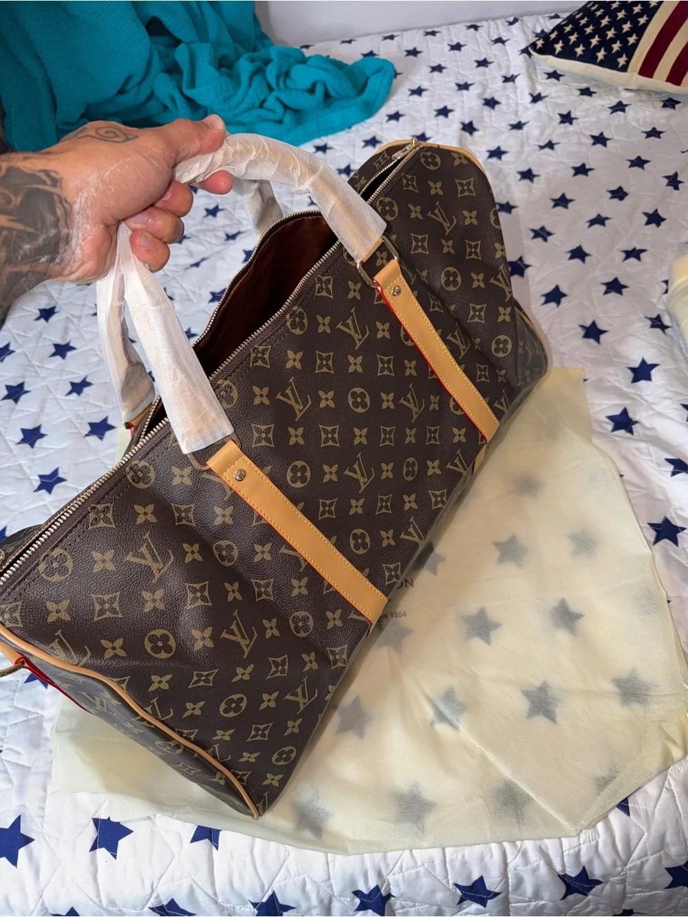 Monogram Weekend Travel Tote - Brown & Tan
